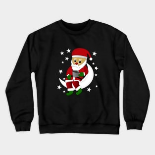 Santa Claus coffee on the moon Crewneck Sweatshirt